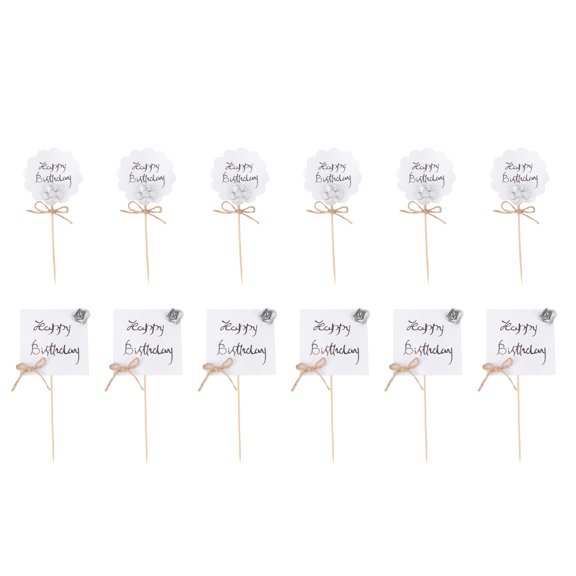 WEAVILUX  Silver Flower Cake Toppers for Festive Dessert Decoration 12Pcs