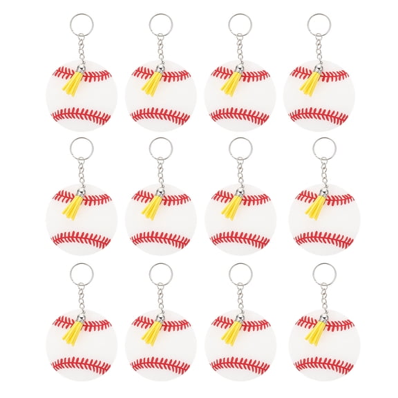 OUNONA 12-Pack Baseball Keychains with Tassels, Creative Decorative Hanging Baseball Key Accessories for Bags and Keys