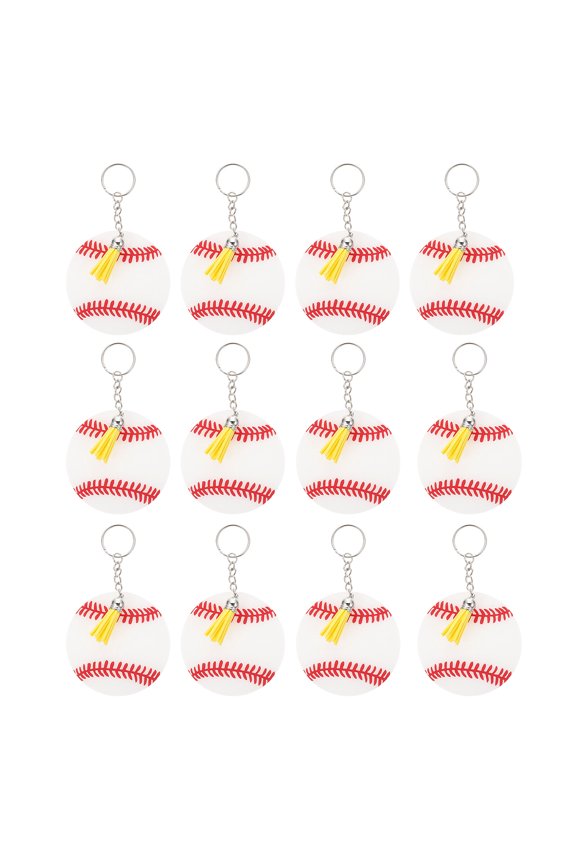 12-Pack Baseball Keychains with Tassels, Creative Decorative Hanging Baseball Key Accessories for Bags and Keys