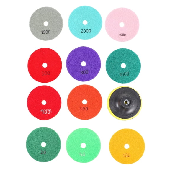 OUNONA 12Pcs Wet Use Polishing Resin Pads for Granite Marble Concrete Sander Discs and Efficient