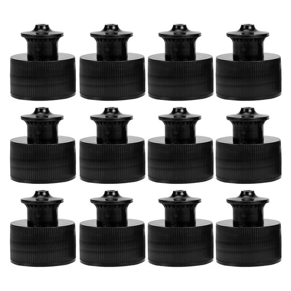 OUNONA 12-Pack Push Pull Replacement Caps for Sports Water Bottles, Reusable Plastic Twisted Soda Bottle Lids