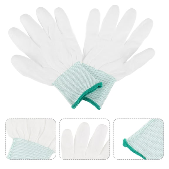 OUNONA 12 Pairs Anti-static Gloves Knit Safety Work Black Heated Light Green