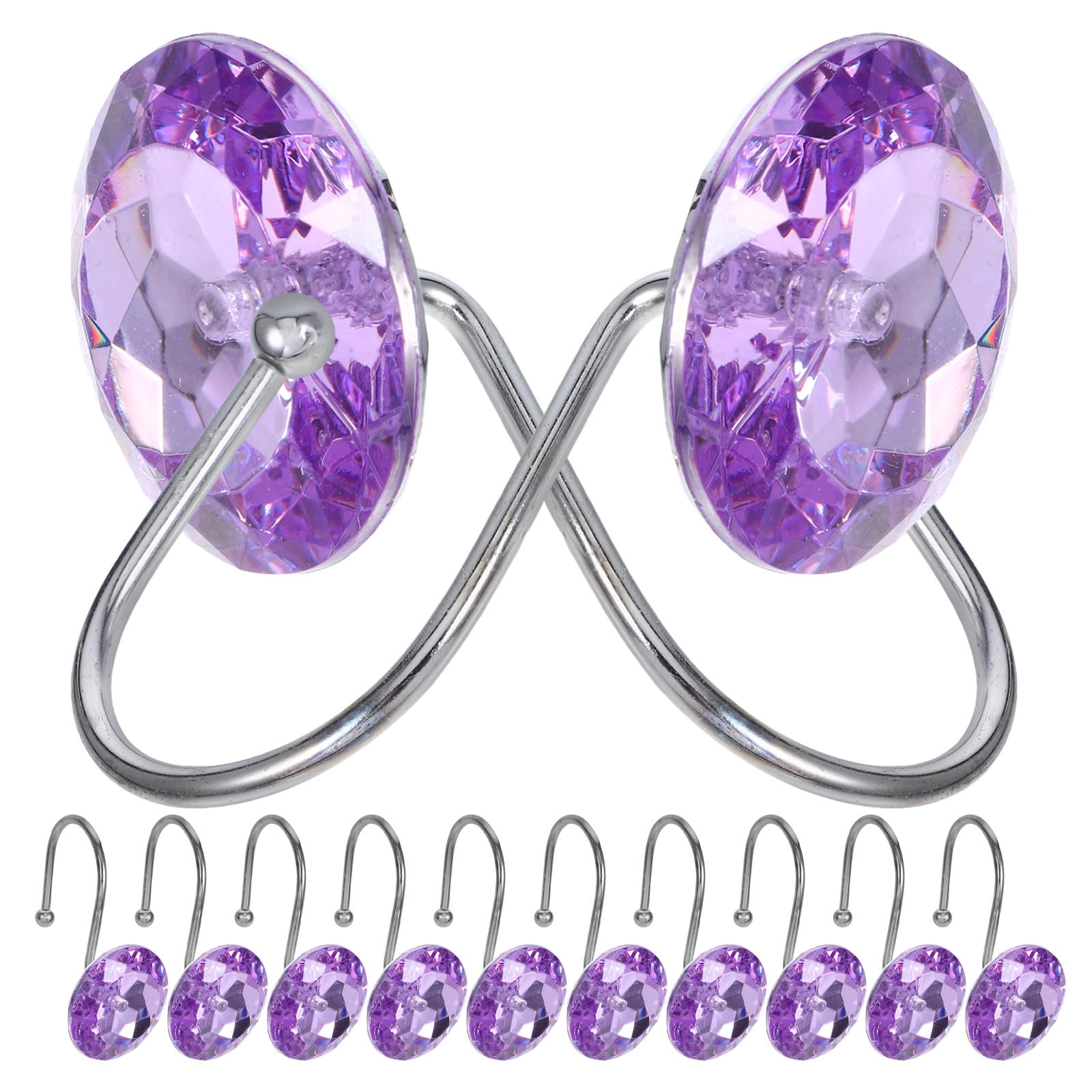 OUNONA 12 Pcs Bathroom Curtain Hooks Shower Curtain Hook 6.50X5.50X3.50CM Purple
