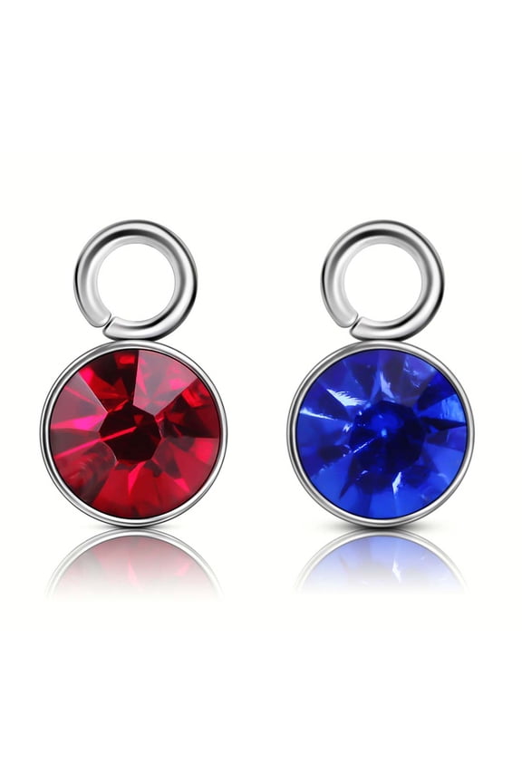 12 Pcs DIY Necklace Birthstone Charm Pendant Connector Jewelry Gems