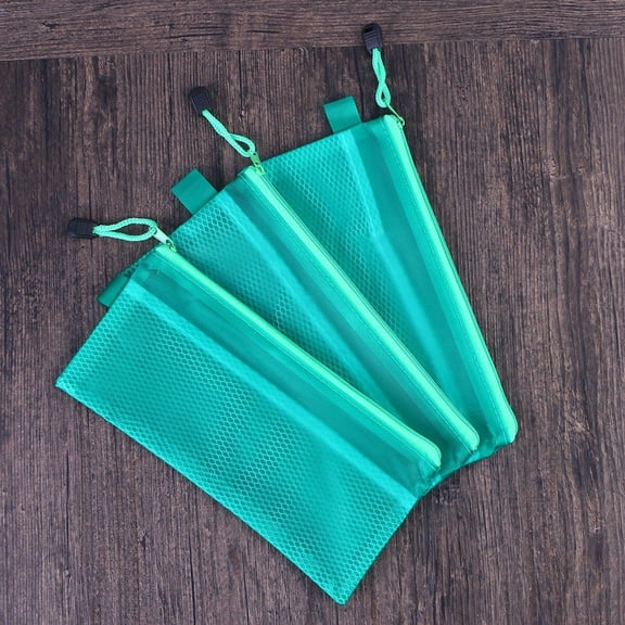 OUNONA 12 Pcs File Holder Zippered Mesh Pencil Case Clear Bag Organizing