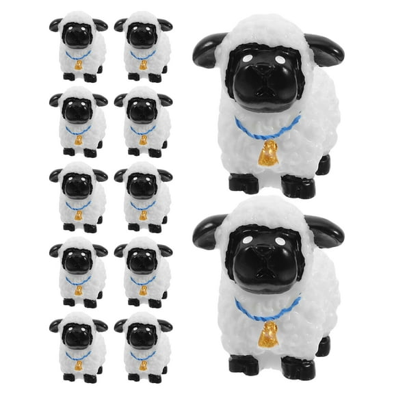 OUNONA Cute Sheep Figurine Decorations Small Resin Animal Model for Home Office Multi 12pcs 0.5x0.4 inches