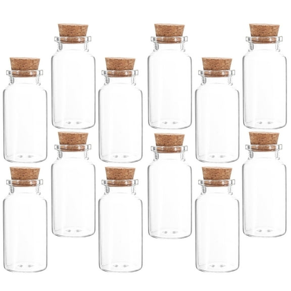 OUNONA 12 Pcs Mini Glass Bottle Refillable Tiny Cork Corks Wedding Decor Christmas