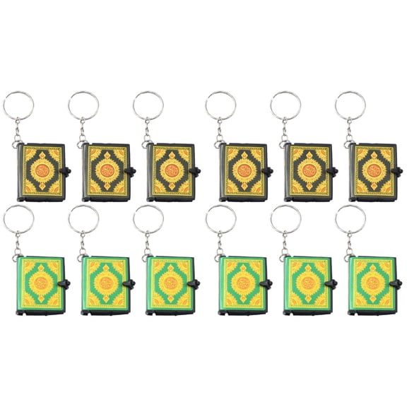 OUNONA 12 pcs  Bible Metal Keychain Miniature Book Pendant Key Rings Religious Gifts