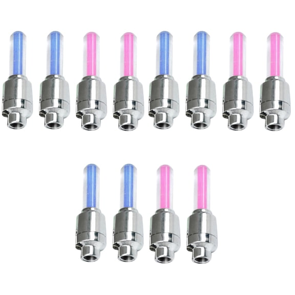 OUNONA 12 pcs Bike LED Wheel Lights Tire Neon Cycling Car Caps Firefly Spoke Flash Light Lamp (2 Red and 2 Blue)