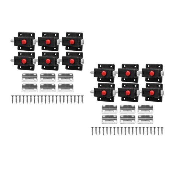 OUNONA 12 pcs Push Button Latch for Cabinet Doors Spring Release Latch Door Bolt Latch Plastic Sliding Flush Barrel Latch for Furniture Hardware