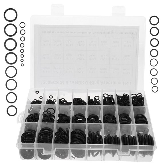 OUNONA 1200Pcs Leak Repair Kit Black Rubber Gasket Rings for Car Plumbing and Industrial Equipment Seal