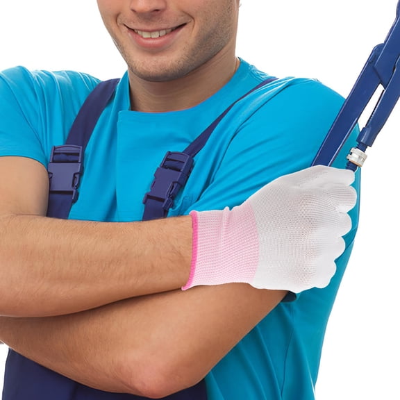 OUNONA 12PCS Nylon Gloves Portable PU Coated Fingers Anti Static for Mechanics Electricians Computer Work