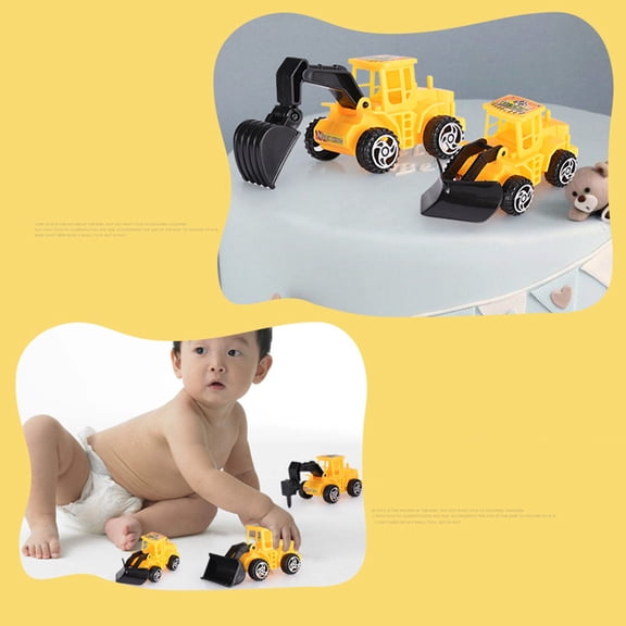 OUNONA 12Pcs Cake Decoration Construction Site Set Excavator Baking Scene Yellow