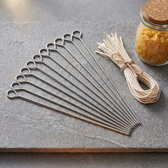 OUNONA Candle Wick Support Tool Plated Silver Iron Versatile Application and Time-Saving Setup 12Pcs