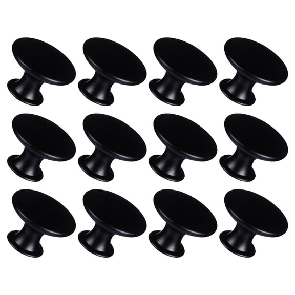 OUNONA Cabinet Knobs 12Pcs Black Round Iron Single Hole Drawer Handles Rust Resistant Furniture Accessories