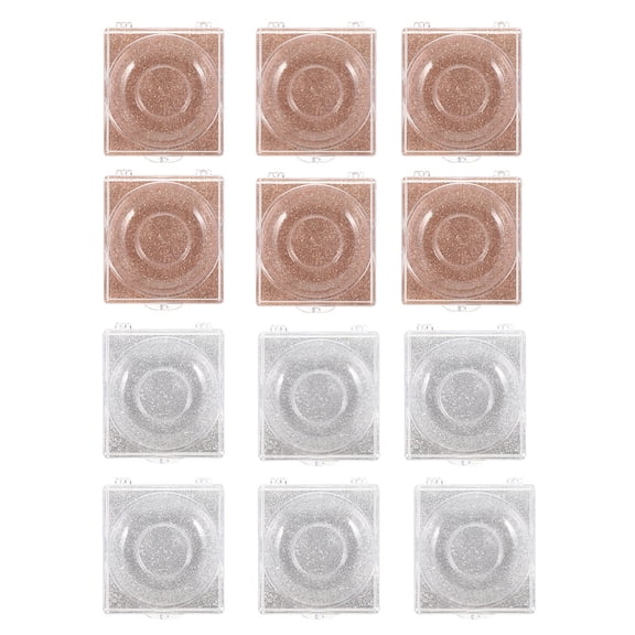 OUNONA 12Pcs Empty False Eyelash Packaging Box Plastic Lash Tray Organizer with Glitter