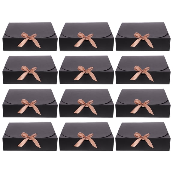 QUMIIRITY Paper Packaging Box present Box Black Kraft Paper 12Set