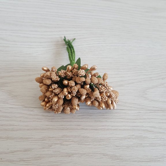 OUNONA 12Pcs Gold Berry Stems Artificial Berries for Decor Silk Flower Picks for Wedding Party
