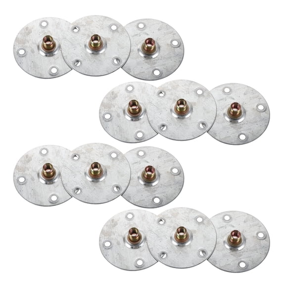 OUNONA 12Pcs Furniture Leg Mounting Plates Plated Silver Iron Connector Bracket for Sofa Stability