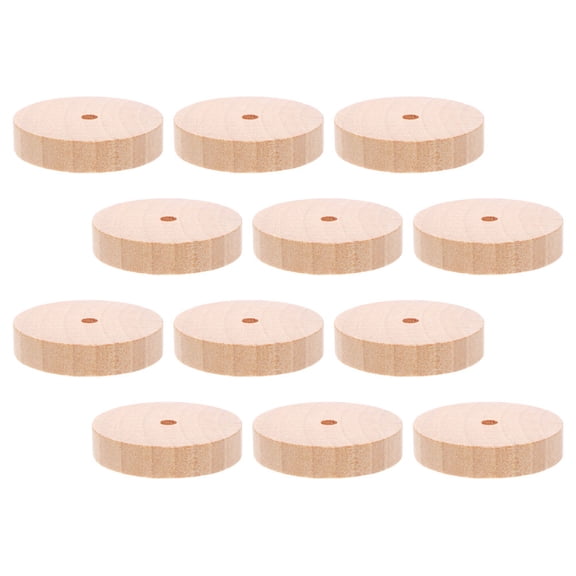 OUNONA Smooth Beige Unfinished Wood Wheels for Craft and Decor 12Pcs