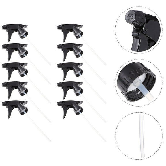 OUNONA 12-Pack Black Plastic Mister Nozzle Replacement for Fine Mist Sprayers Ideal for Household Use