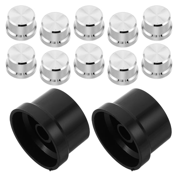 OUNONA 12Pcs Mixer Control Knobs Replacement Black Plastic Potentiometer Rotary Knobs