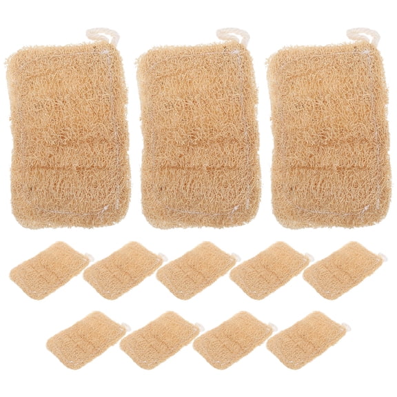 OUNONA 12Pcs Natural Loofah Scouring Pads Reusable Dish Sponge Non Scratch Kitchen Scrubber Beige