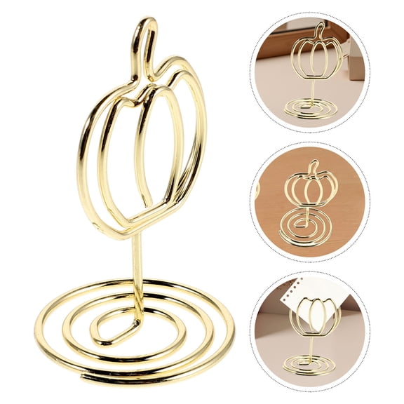 OUNONA 12Pcs Party Table Card Holders Plated Gold Wire Pumpkin Photo Clip for Event Seating and Decor