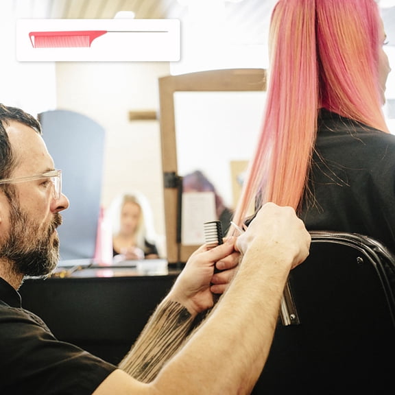 OUNONA 12Pcs Pink Plastic Haircut Comb Set Lightweight Smooth Teeth Combs for Barber Salon