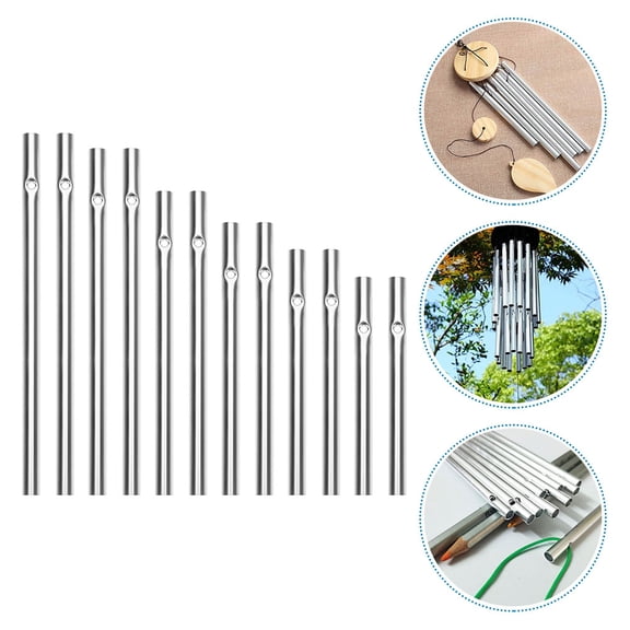 OUNONA 12Pcs Temple Bell Wind Chimes Metal Tubes for Wind Chime DIY and Replacement