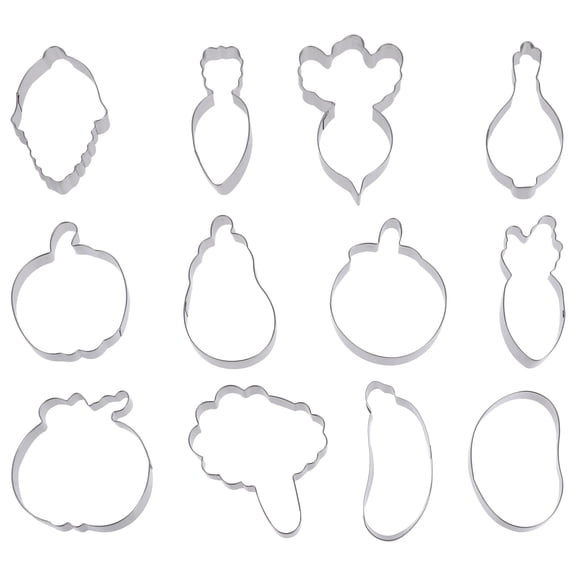 OUNONA 12Pcs Stainless Steel Baking Molds Vegetable Style Cake Decorating for Baking Projects