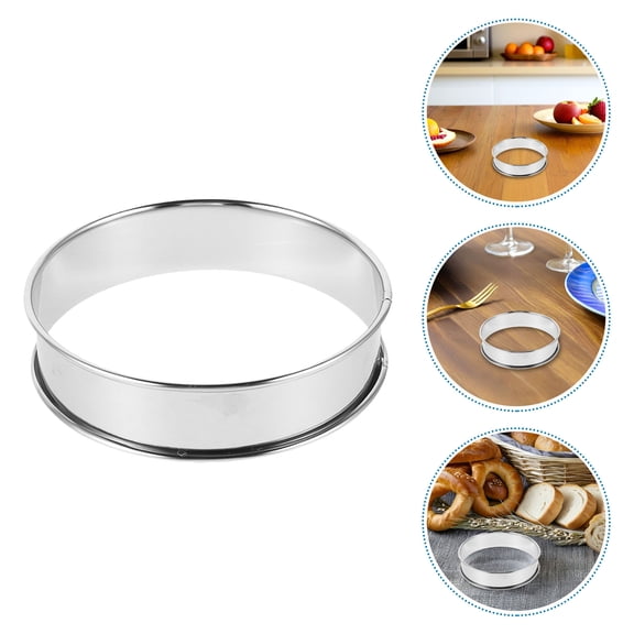 OUNONA 12Pcs Round Stainless Steel Baking Rings Nonstick Double Rolled Edge for Cookie Muffin and Tart Baking