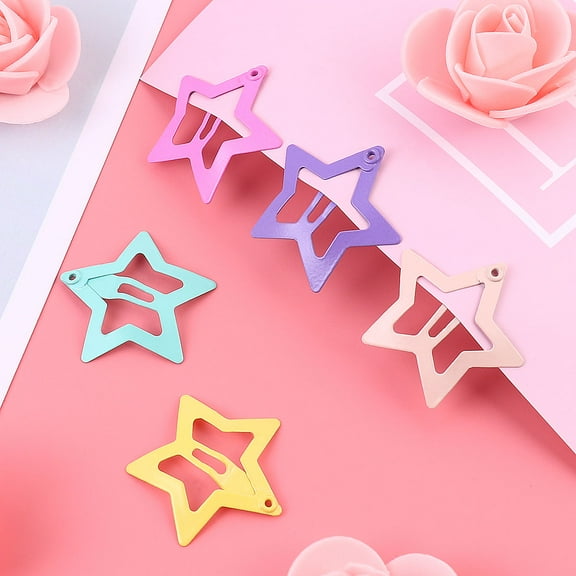 OUNONA Star Shaped Hair Barrettes Metal Multi Color 12Pcs Holds Hair in Place for Everyday Use Teens