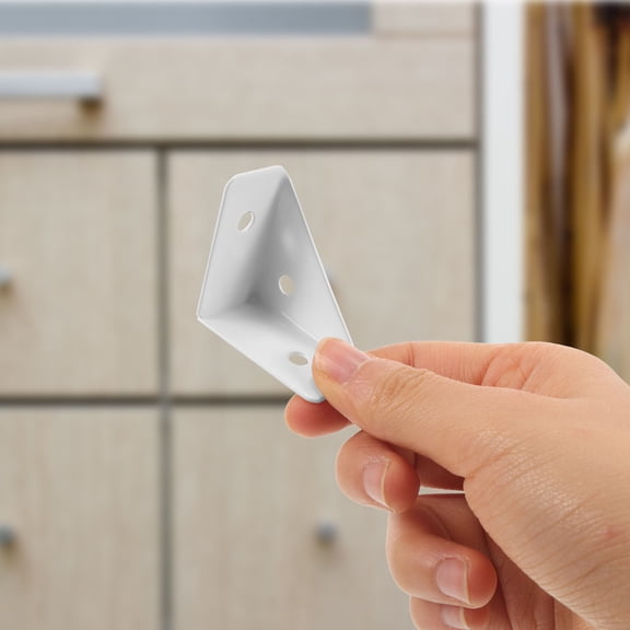 OUNONA 12Pcs Triangle Shelf Brackets White Corner Brace for Cabinet and Table Support