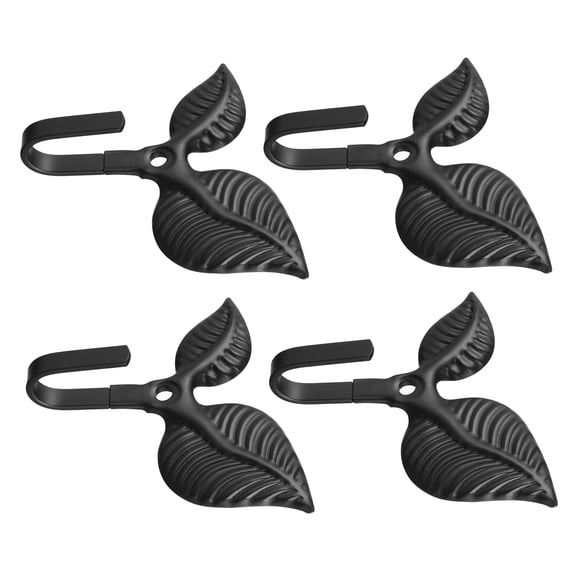 OUNONA 12Pcs Vintage Leaf Wall Hooks Black Cast Iron Rustic Decorative Coat Hat Key Holder for Entryway Bathroom
