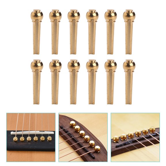 OUNONA 12Pcs Golden Guitar Parts Pin for Acoustic Guitar Tuning Classic Design