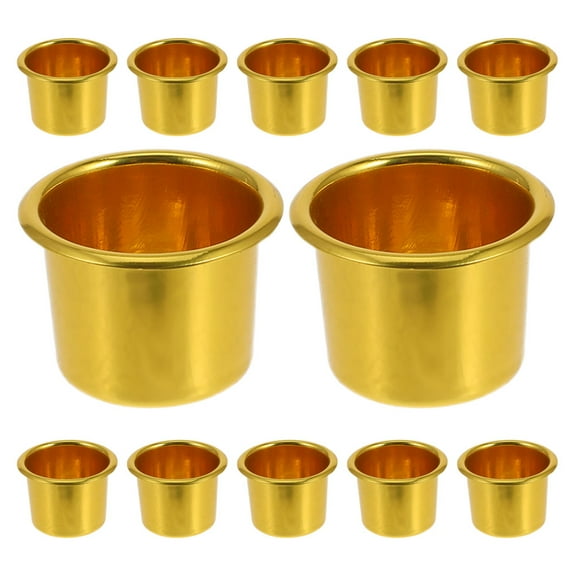 OUNONA 12pcs Candle Holder Cups Suitable For Wedding Candle Centerpieces Christmas Table Setting Candle Making Craft Aluminum Drip Protectors Candle Accessories
