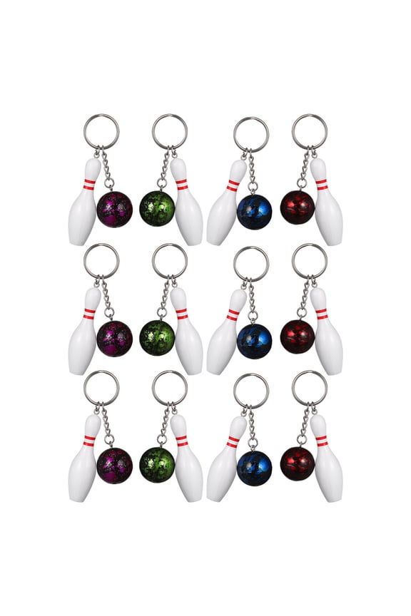 12pcs Mini Bowling Keychains Exquisite Hanging Key Rings Sports Match Souvenirs Bowling Pendants