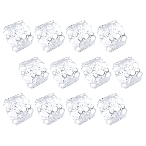 OUNONA 12pcs Stainless Steel Napkin Rings Dinner Party Napkin Holders Wedding Birthday Napkin Rings