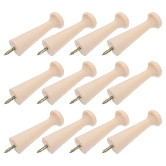 OUNONA 12pcs Wood Decorative Hooks Wooden Knobs Beige Shaker Style For Kitchen Decoration And Entryway Use