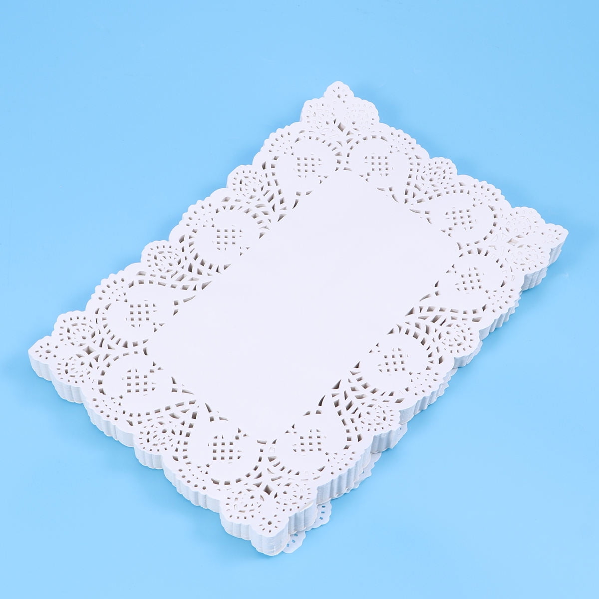 OUNONA 140 Pieces White Rectangular Paper Doilies 23x16cm Lace Cake ...