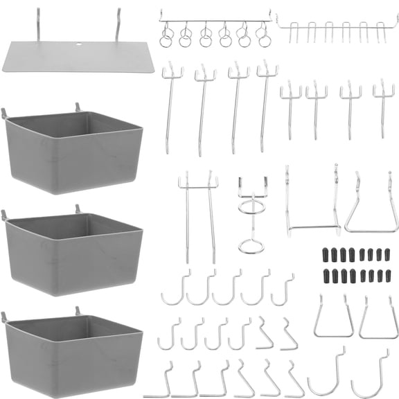 OUNONA 140Pcs Pegboard Organizers Hooks for Peg Boards in Stainless Steel for Homeowners