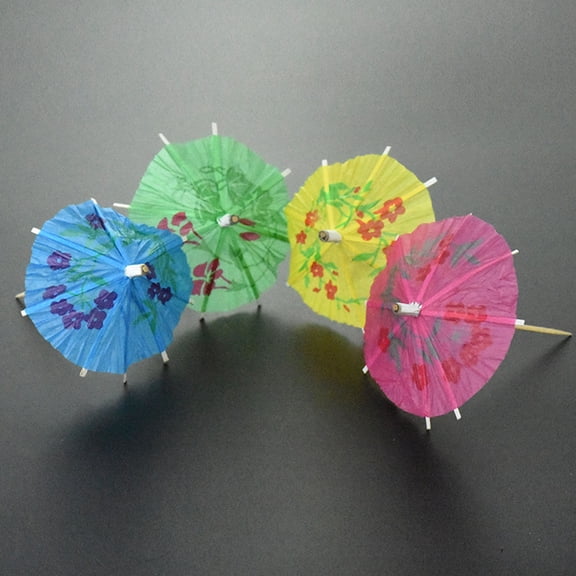 FOLOYORI Assorted Color Paper Cocktail Umbrella Decorations, 144 Pieces, 4 Inch Length, Perfect for Parties and Drinks
