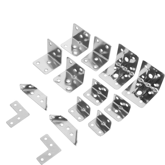 OUNONA 14pcs Corner Brace Assortment Stainless Steel Corner Brackets Heavy Duty Angle Brackets