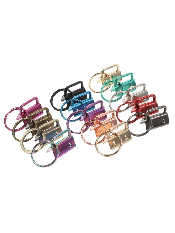 Oecoator 14-Piece Keychain Hardware Set, key Wristlet Tail Clips, Key and Webbing Clamps for Lanyard Making Supplies