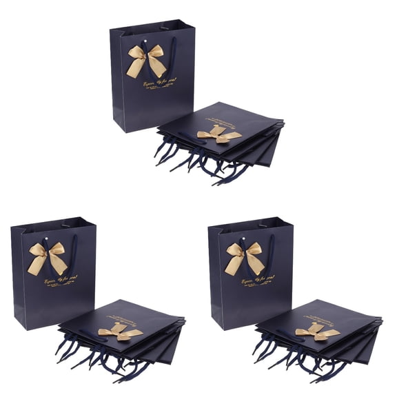 FOLOYORI 15Pcs Dark Blue Party Bags with Knitted Handle