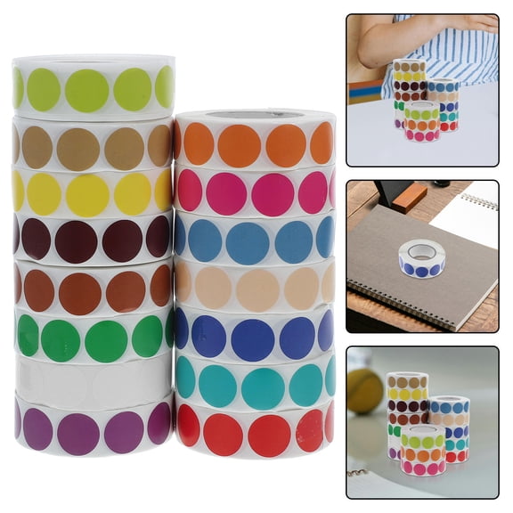 OUNONA 15 Pcs Colorful Dot Stickers for Food Labeling, School Projects, Hotel Tags with Self-Adhesive Writable Tape