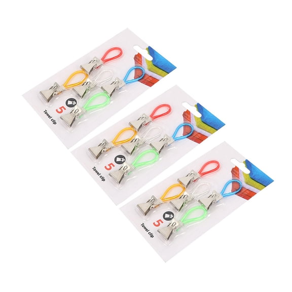 OUNONA  15 Pcs Holder Towels Metal Colored Rope Clip Easy-to-use Clips Multipurpose