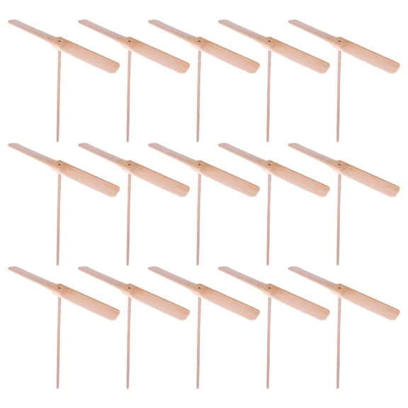 OUNONA 15 Pcs Plane Toys Wooden Bamboo Dragonfly Parent-child 16.80X14.50X1.20CM Beige