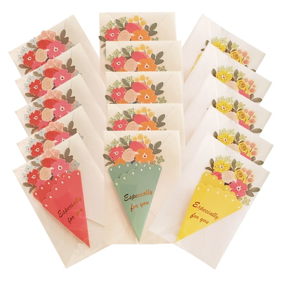OUNONA 15 Pcs Thank You Bouquet Greeting Card Mother 15.00X8.40X0.10CM